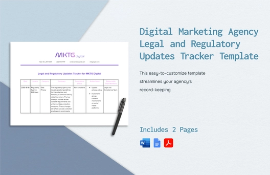 Digital Marketing Agency Legal and Regulatory Updates Tracker Template