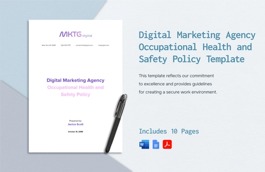 Digital Marketing Agency Occupational Health and Safety Policy Template