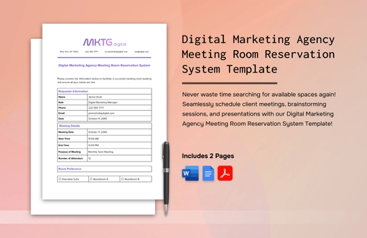 Digital Marketing Agency Meeting Room Reservation System Template