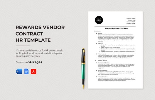 Rewards Vendor Contract HR Template Rewards Vendor Contract HR Template