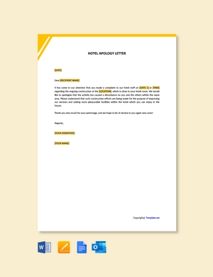 Hotel Apology Letter For Construction