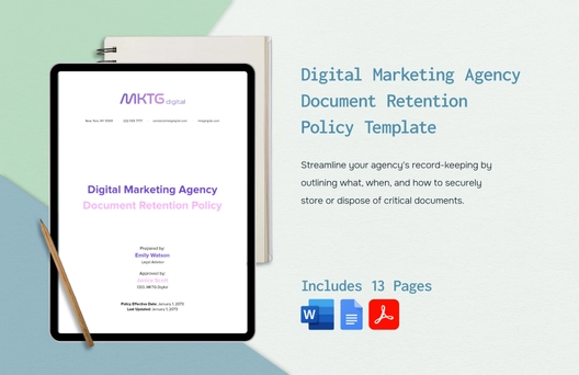 Digital Marketing Agency Document Retention Policy Template