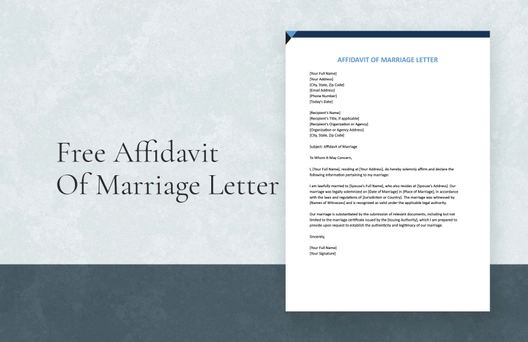 Affidavit Of Marriage Letter