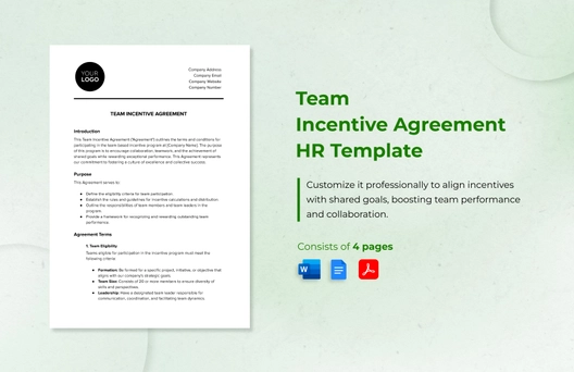 Team Incentive Agreement HR Template