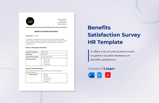 Benefits Satisfaction Survey HR Template
