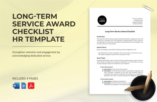 Long-Term Service Award Checklist HR Template