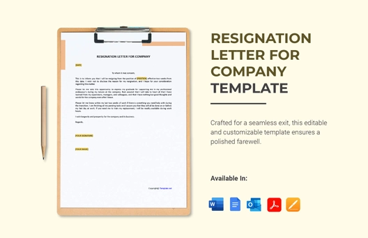 Resignation Letter For Company