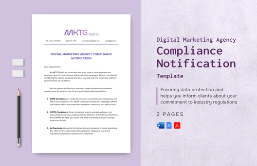 Digital Marketing Agency Compliance Notification Template