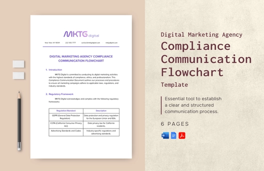 Digital Marketing Agency Compliance Communication Flowchart Template