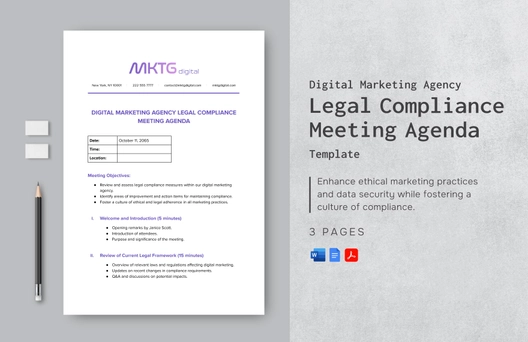 Digital Marketing Agency Legal Compliance Meeting Agenda Template Digital Marketing Agency Legal Compliance Meeting Agenda Template