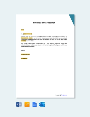 Thank You Letter To Doctor Template