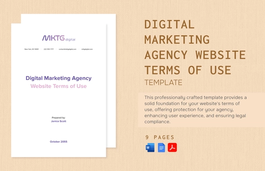 Digital Marketing Agency Website Terms of Use Template