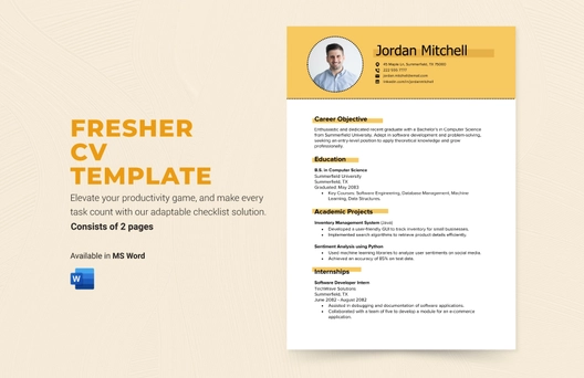 Fresher CV Template