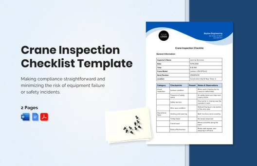 Crane Inspection Checklist Template Crane Inspection Checklist Template