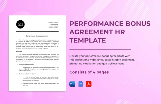 Performance Bonus Agreement HR Template Performance Bonus Agreement HR Template
