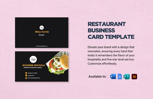 Restaurant Business Card Template Restaurant Business Card Template