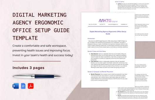 Digital Marketing Agency Ergonomic Office Setup Guide Template