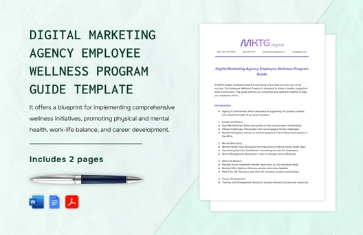 Digital Marketing Agency Employee Wellness Program Guide Template