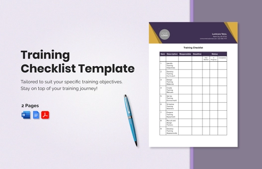 Training Checklist Template Training Checklist Template