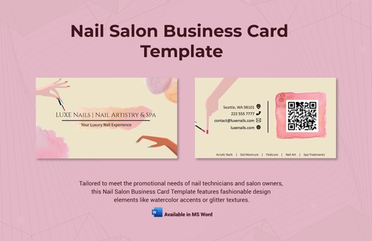 Nail Salon Business Card Template