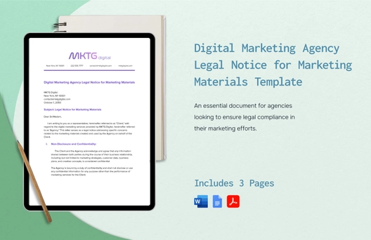 Digital Marketing Agency Legal Notice for Marketing Materials Template Digital Marketing Agency Legal Notice for Marketing Materials Template