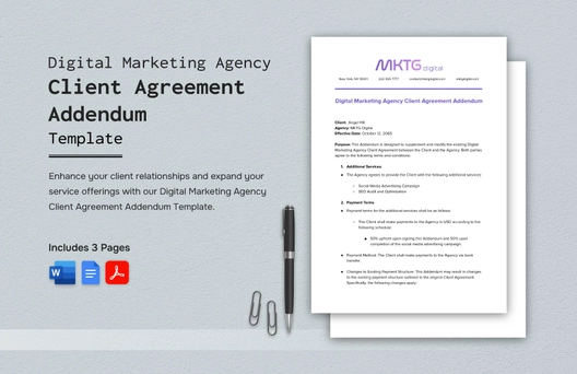 Digital Marketing Agency Client Agreement Addendum Template