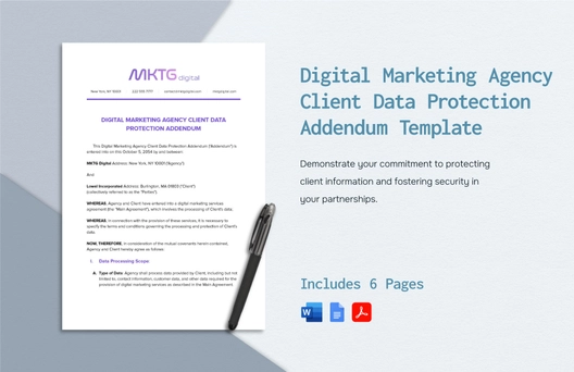 Digital Marketing Agency Client Data Protection Addendum Template