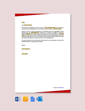 Business Consultant Appointment Letter Template