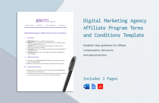 Digital Marketing Agency Affiliate Program Terms and Conditions Template