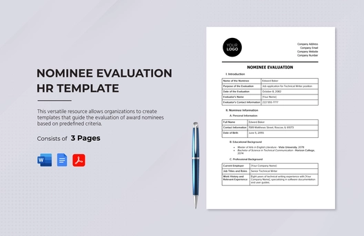 Nominee Evaluation HR Template