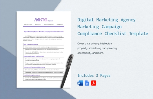Digital Marketing Agency Marketing Campaign Compliance Checklist Template