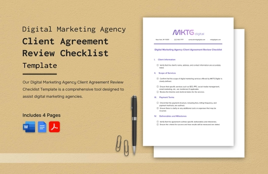 Digital Marketing Agency Client Agreement Review Checklist Template