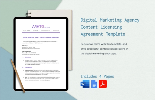 Digital Marketing Agency Content Licensing Agreement Template