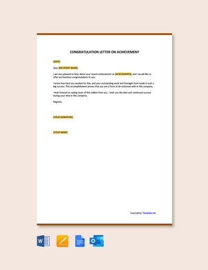 Congratulation Letter on Achievement Template