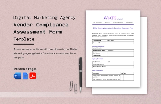 Digital Marketing Agency Vendor Compliance Assessment Form Template