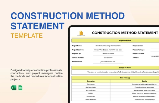 Construction Method Statement Template