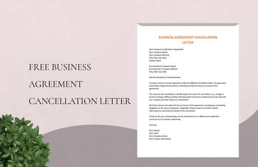 Business Agreement Cancellation Letter