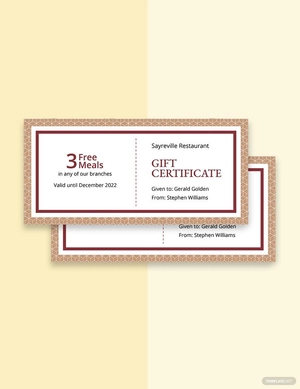 Restaurant Gift Certificate Template