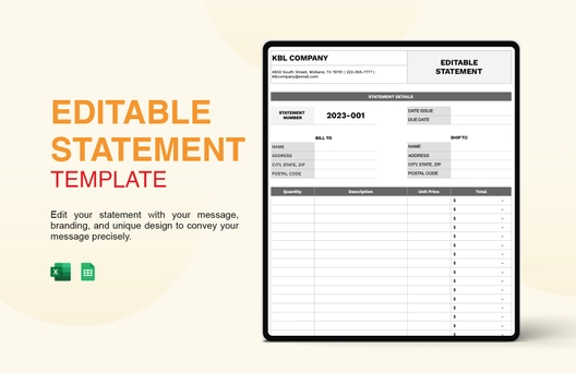 Editable Statement Template Editable Statement Template