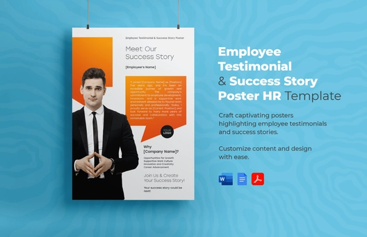 Employee Testimonial and Success Story Poster HR Template