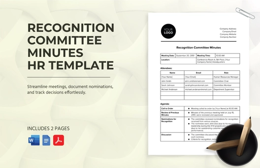 Recognition Committee Minutes HR Template