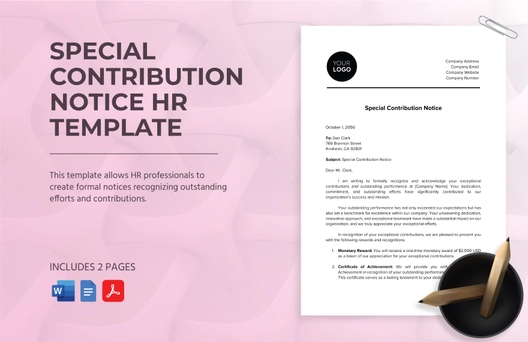 Special Contribution Notice HR Template