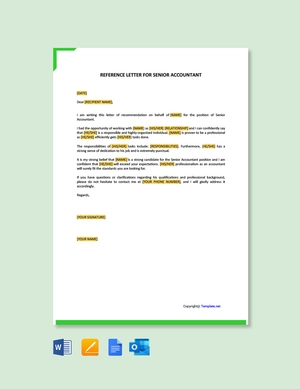 Reference Letter For Senior Accountant