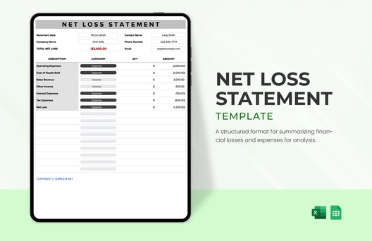 Net Loss Statement Template