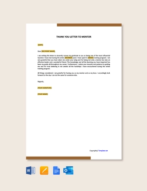 Thank You Letter To Mentor Thank You Letter To Mentor