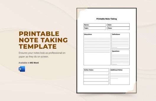 Printable Note Taking Template