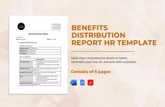 Benefits Distribution Report HR Template