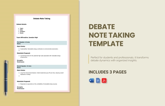 Debate Note Taking Template