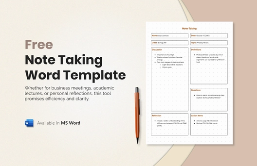Note Taking Word Template