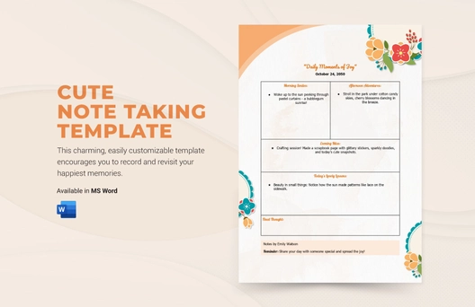 Cute Note Taking Template